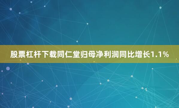 股票杠杆下载同仁堂归母净利润同比增长1.1%